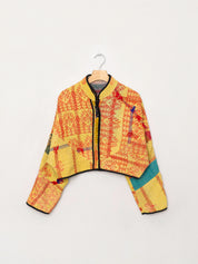 The Kaira Cropped Quilted Patchwork Kantha Jacket