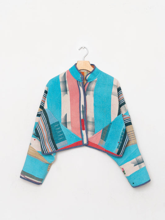 The Kaira Cropped Quilted Patchwork Kantha Jacket