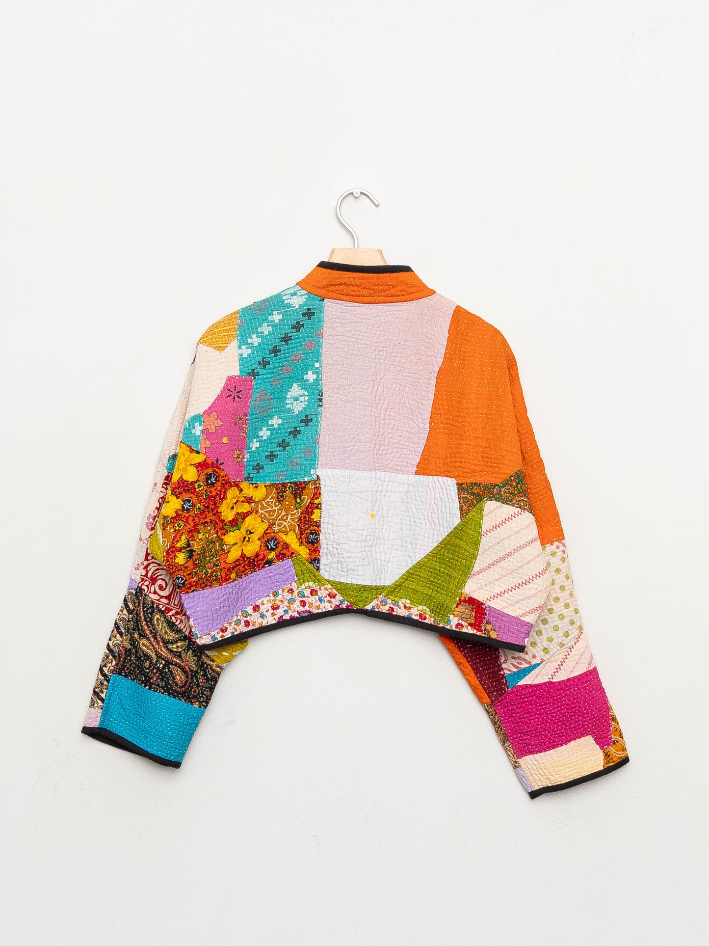 The Kaira Cropped Quilted Patchwork Kantha Jacket