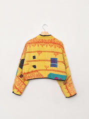 The Kaira Cropped Quilted Patchwork Kantha Jacket