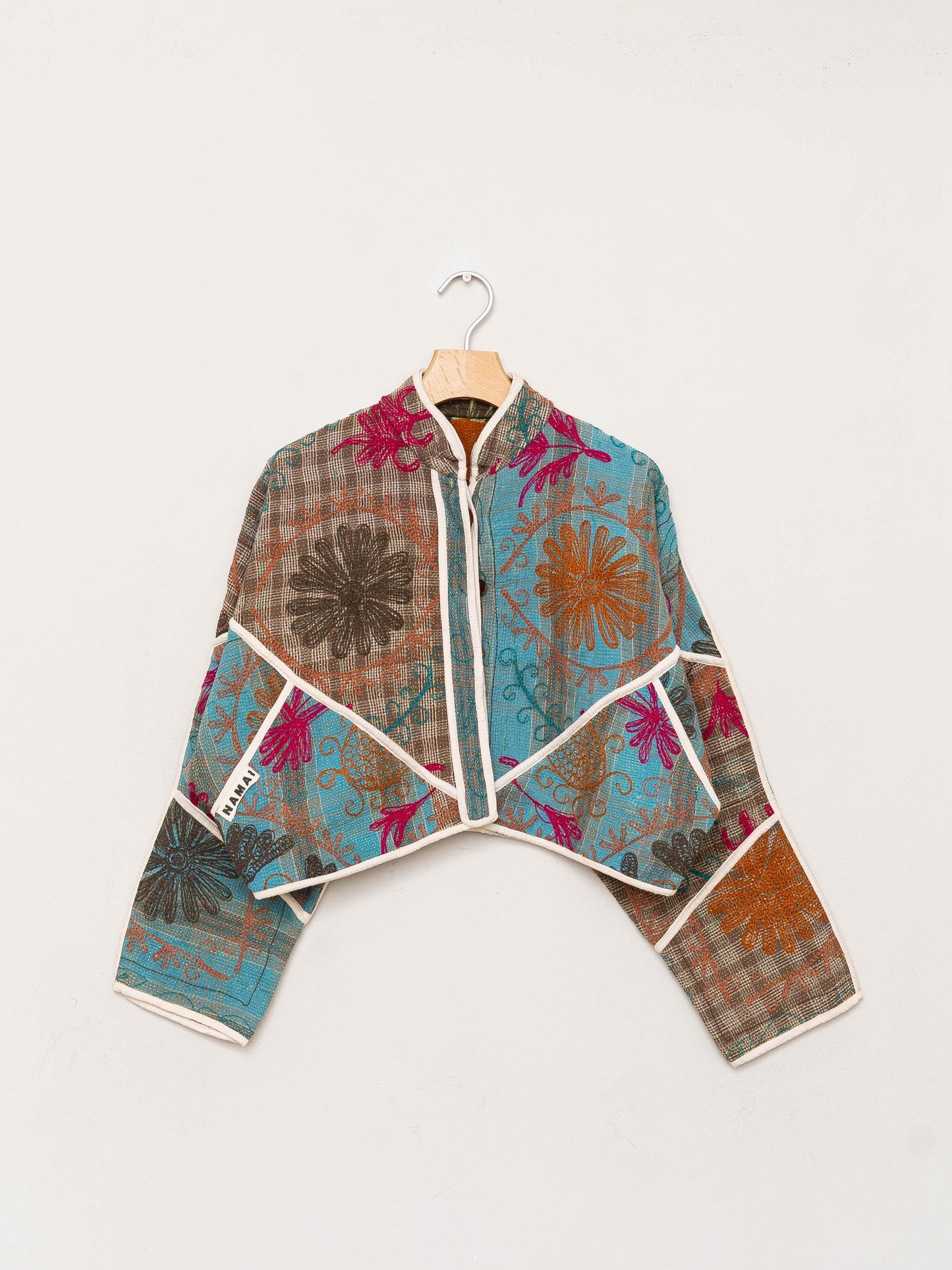 The Kaira Cropped Suzani Quilted Kantha Jacket