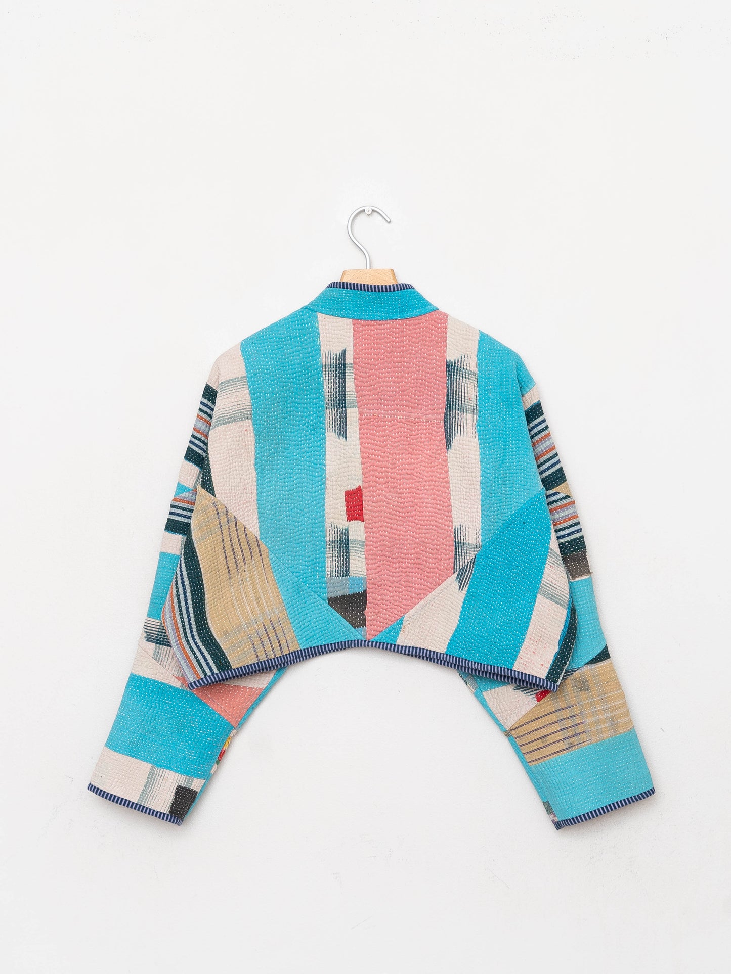 The Kaira Cropped Quilted Patchwork Kantha Jacket