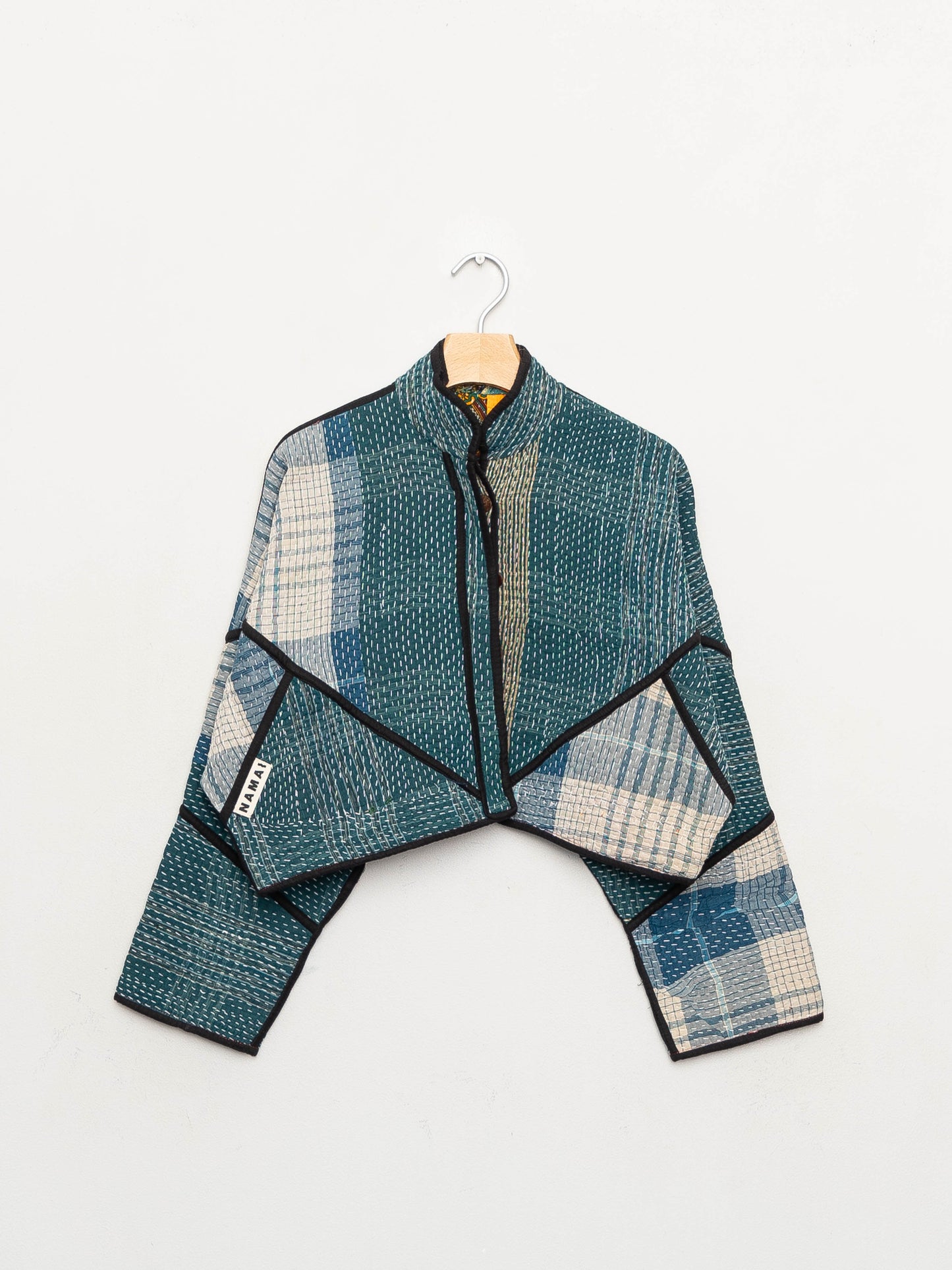 The Kaira Cropped Quilted Patchwork Kantha Jacket