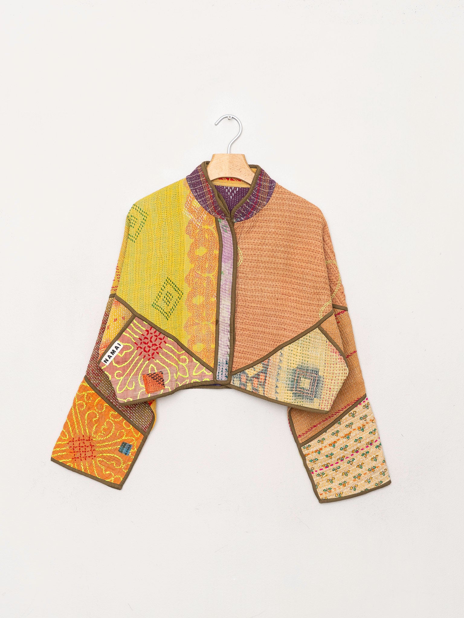 The Kaira Cropped Quilted Patchwork Kantha Jacket