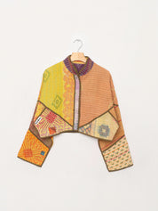The Kaira Cropped Quilted Patchwork Kantha Jacket
