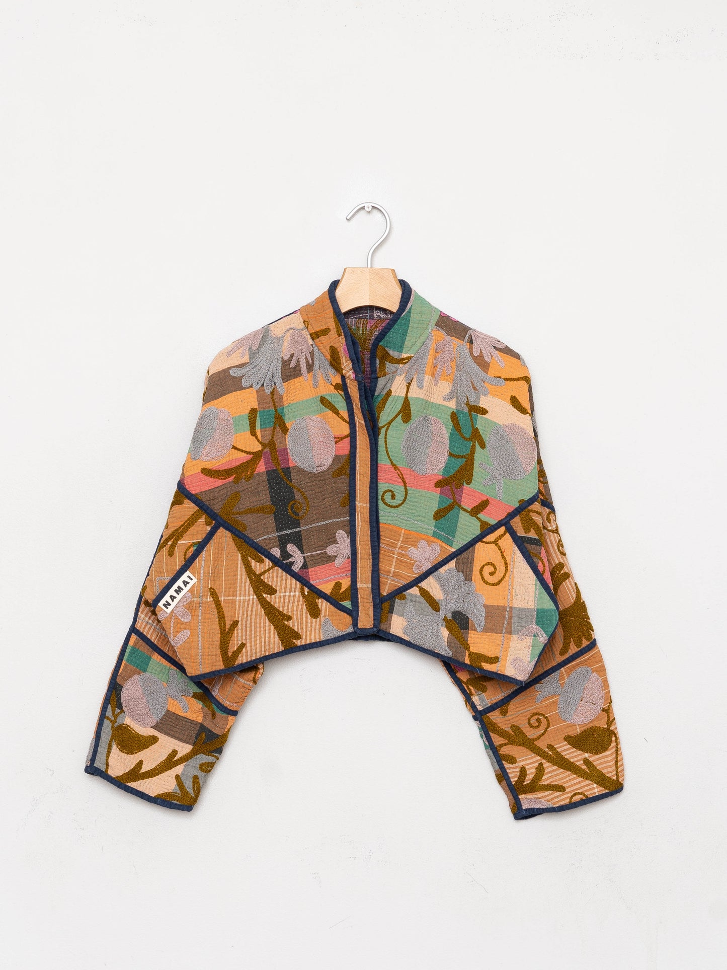 The Kaira Cropped Suzani Quilted Kantha Jacket