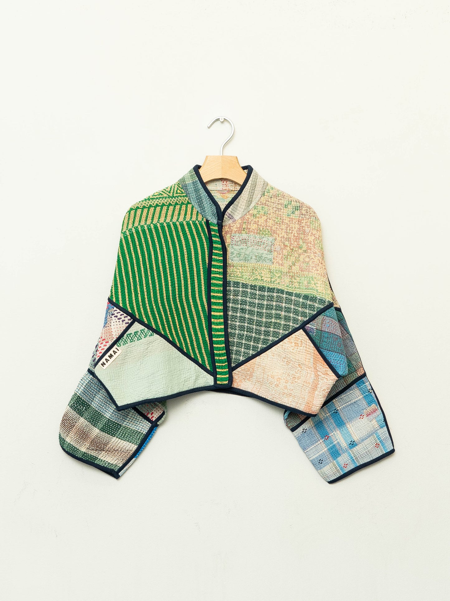 The Kaira Cropped Quilted Patchwork Kantha Jacket