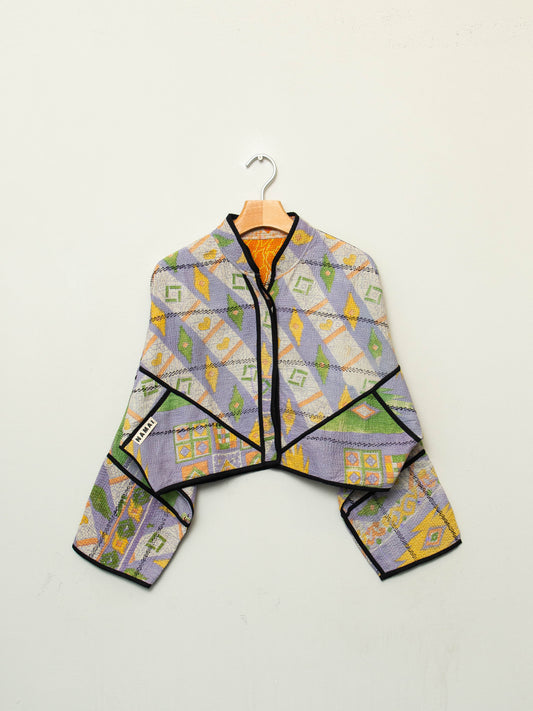 The Kaira Cropped Quilted Patchwork Kantha Jacket