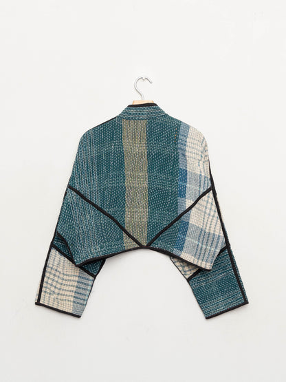 The Kaira Cropped Quilted Patchwork Kantha Jacket