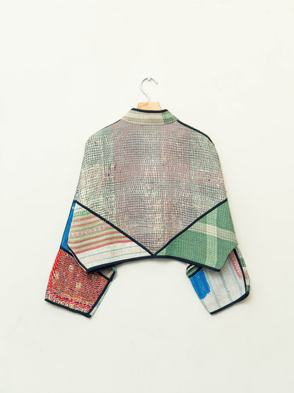 The Kaira Cropped Quilted Patchwork Kantha Jacket