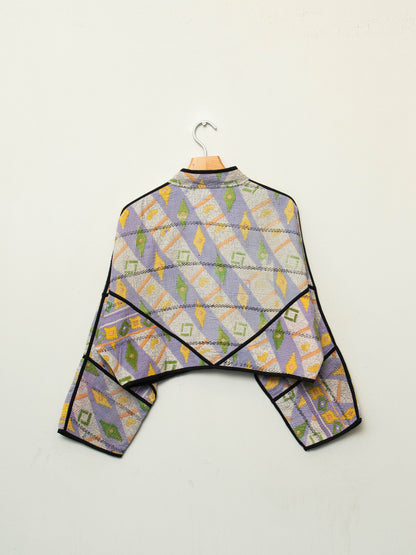 The Kaira Cropped Quilted Patchwork Kantha Jacket