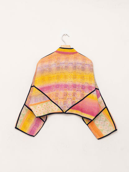 The Kaira Cropped Quilted Patchwork Kantha Jacket