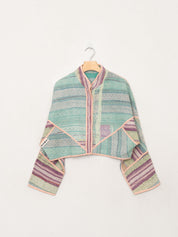 The Kaira Cropped Quilted Patchwork Kantha Jacket