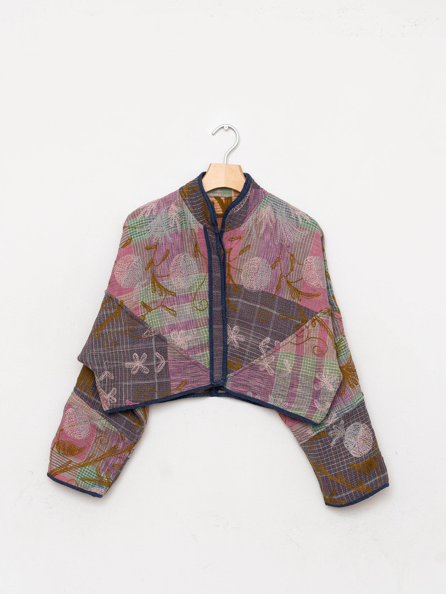 The Kaira Cropped Suzani Quilted Kantha Jacket