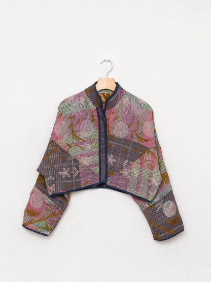 The Kaira Cropped Suzani Quilted Kantha Jacket