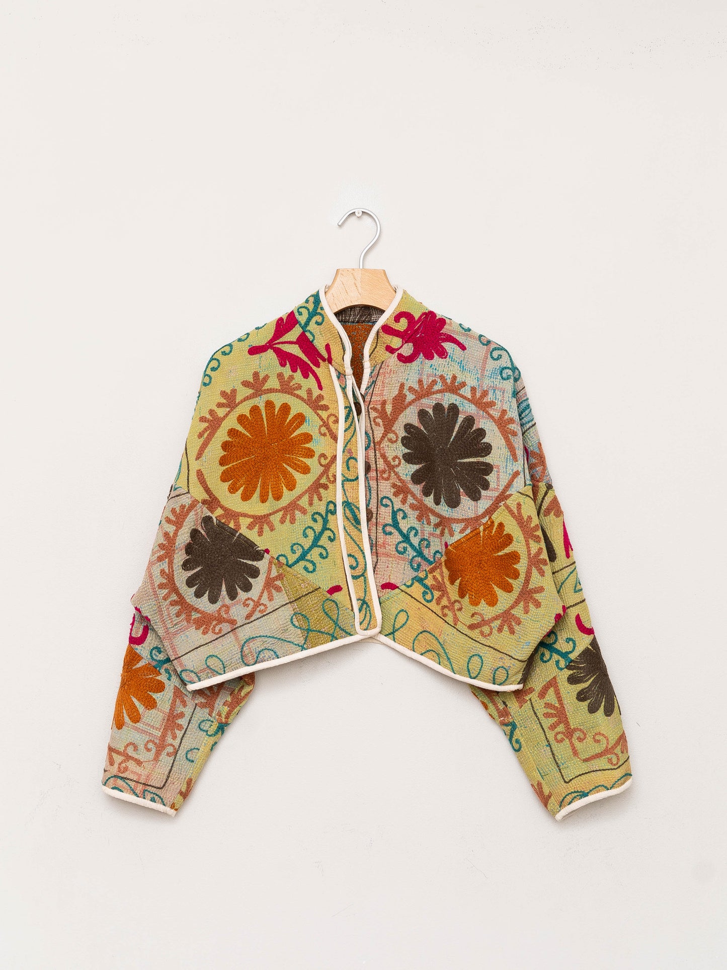 The Kaira Cropped Suzani Quilted Kantha Jacket