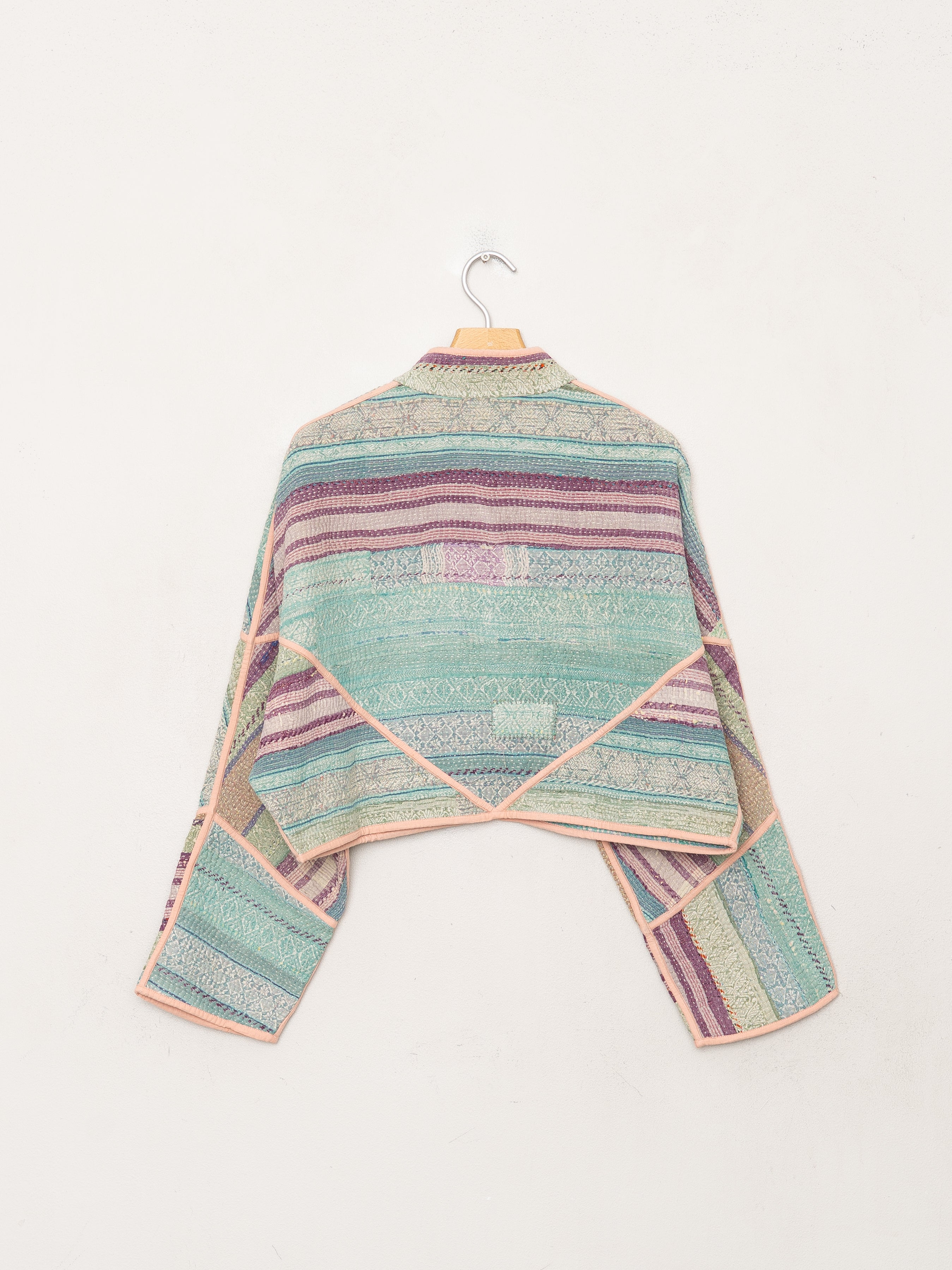 The Kaira Cropped Quilted Patchwork Kantha Jacket