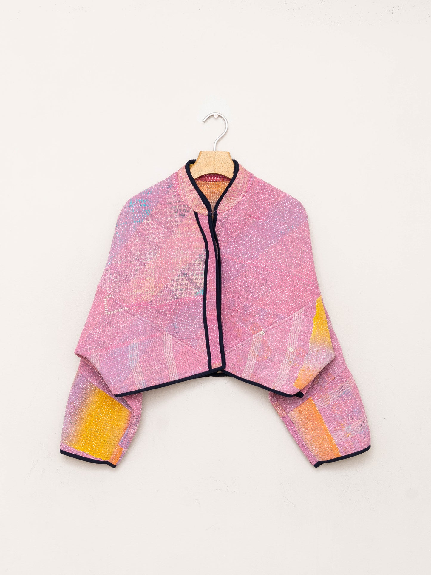 The Kaira Cropped Quilted Patchwork Kantha Jacket