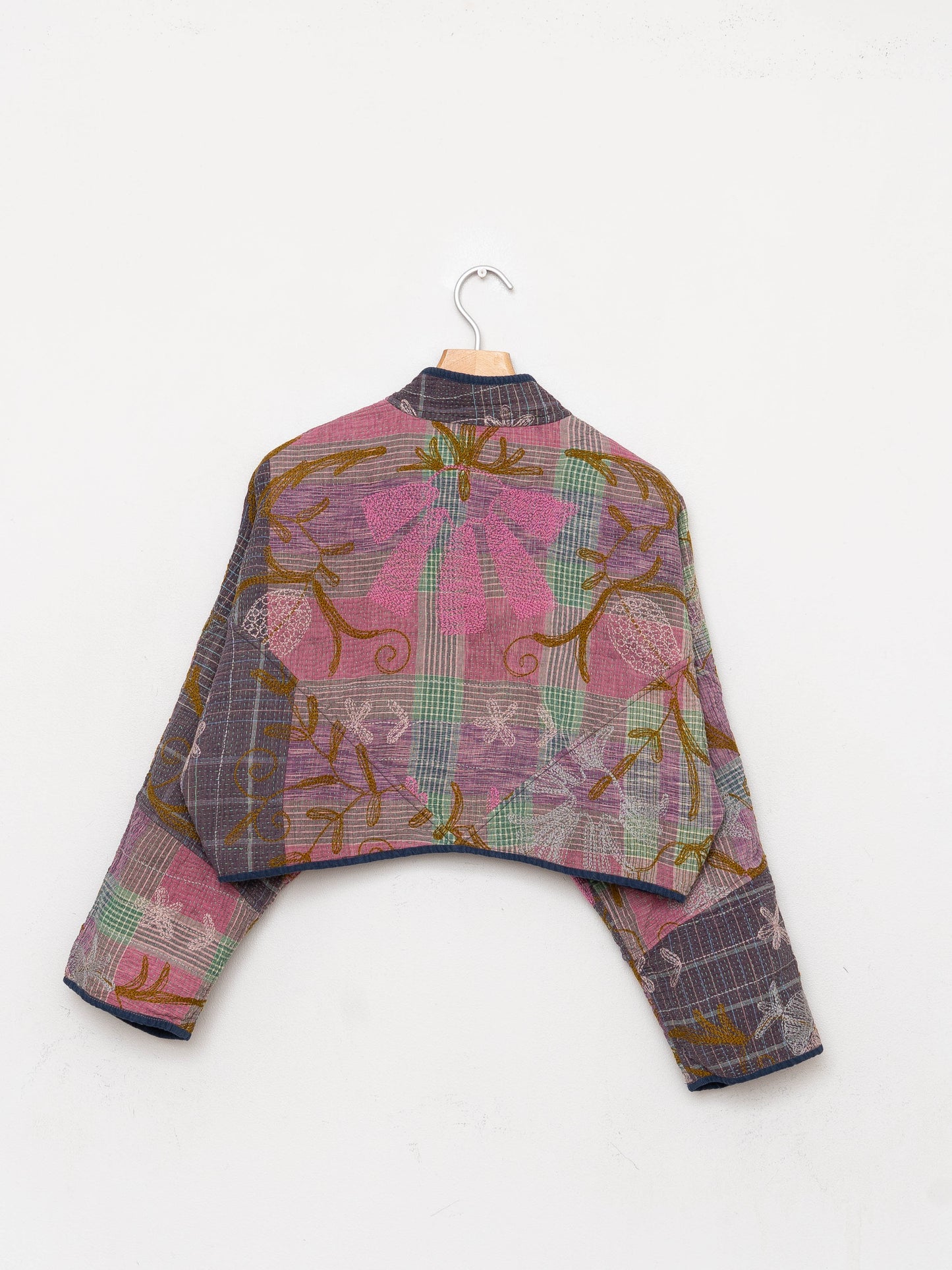 The Kaira Cropped Suzani Quilted Kantha Jacket