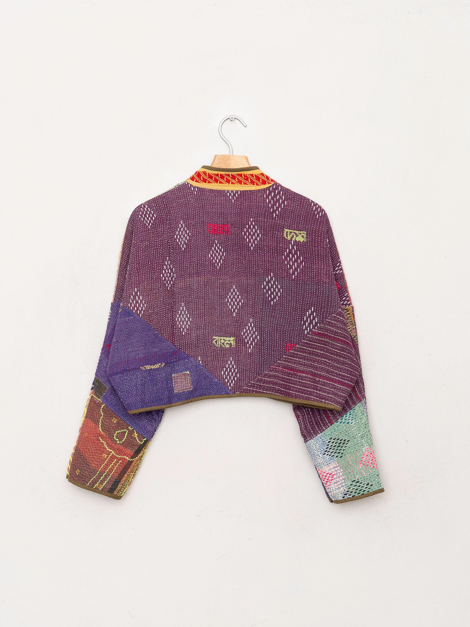 The Kaira Cropped Quilted Patchwork Kantha Jacket