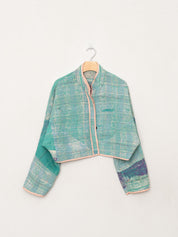 The Kaira Cropped Quilted Patchwork Kantha Jacket