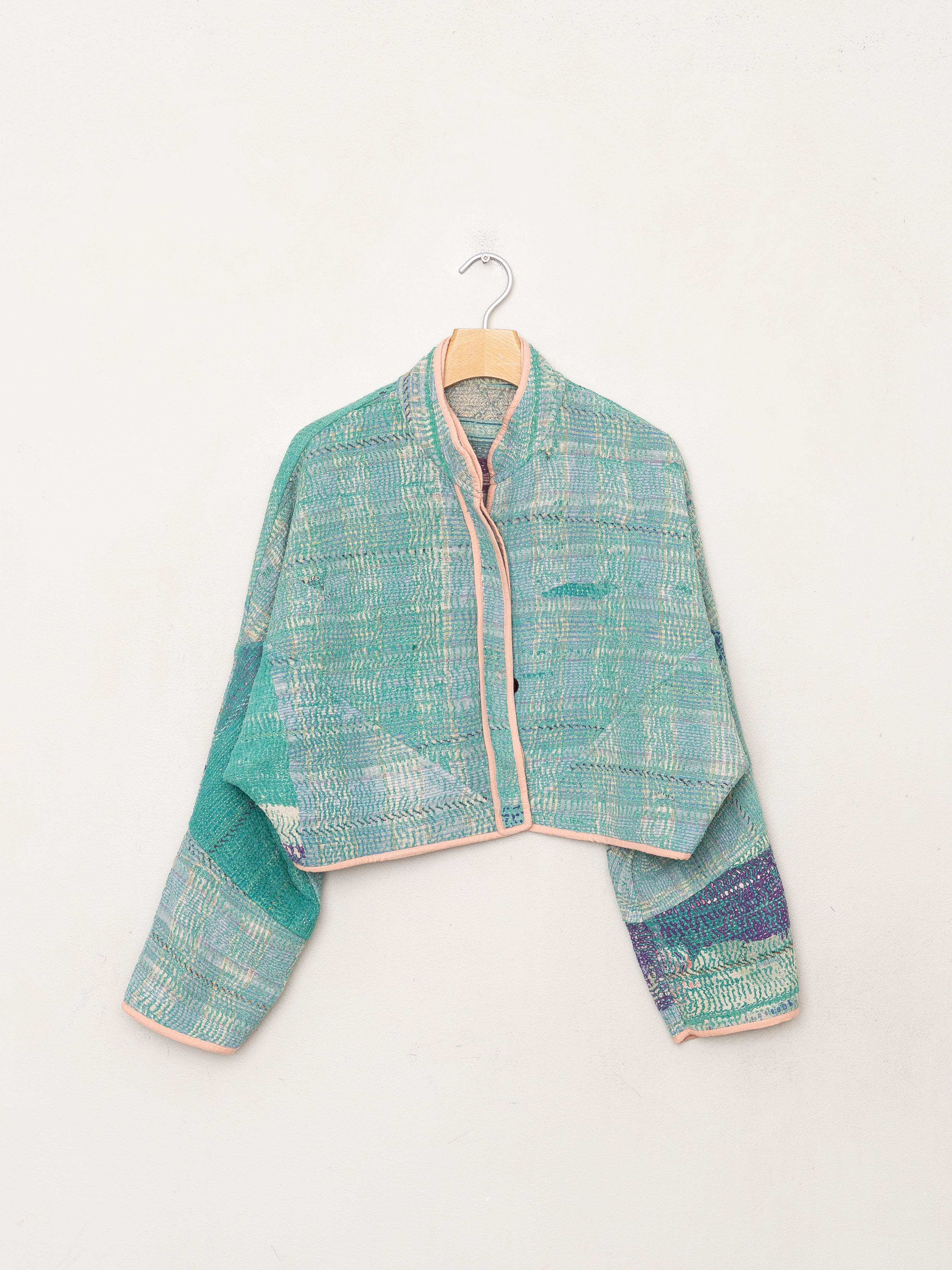 The Kaira Cropped Quilted Patchwork Kantha Jacket
