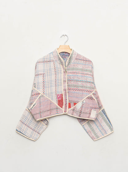 The Kaira Cropped Quilted Patchwork Kantha Jacket