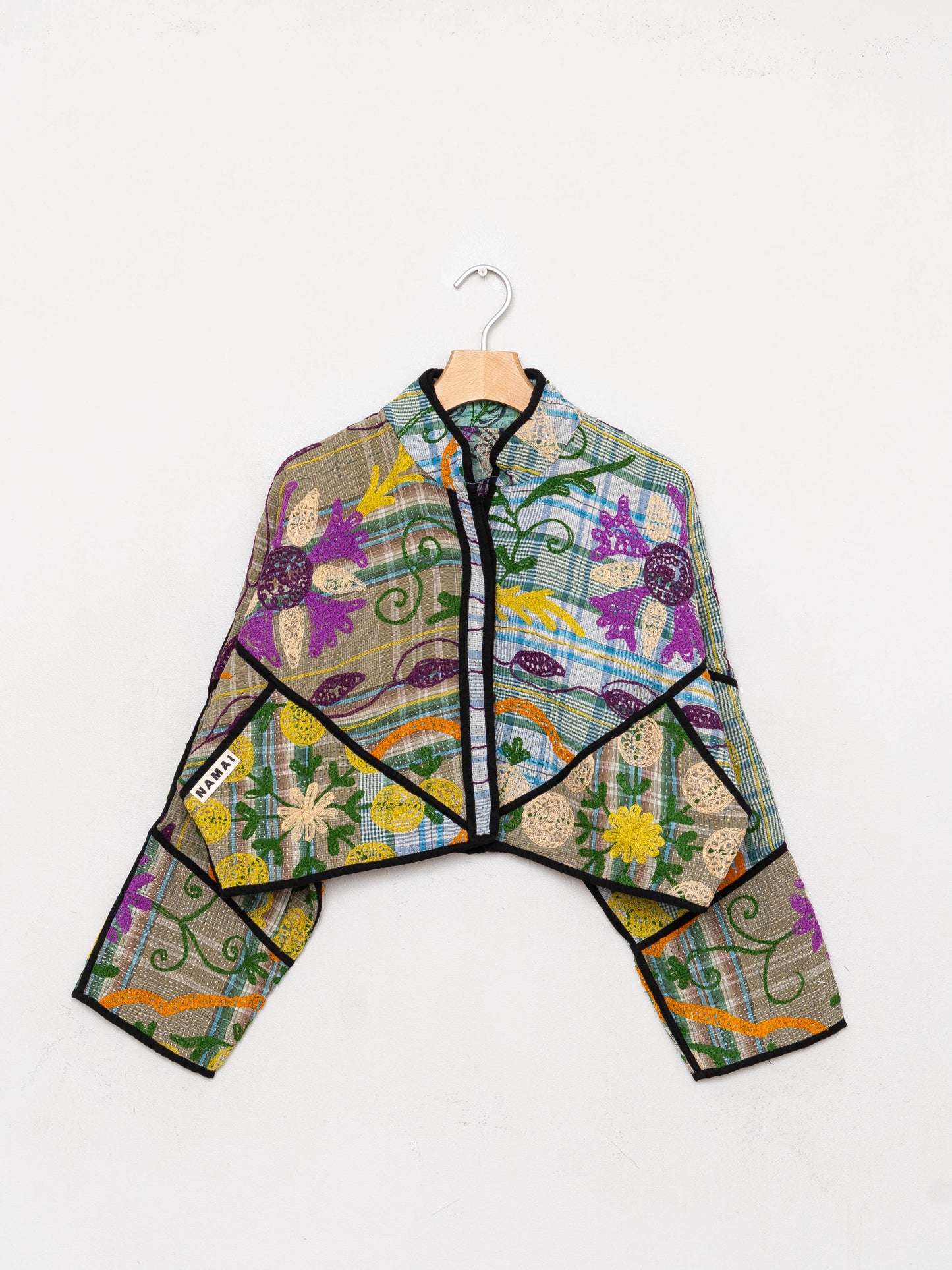 The Kaira Cropped Suzani Quilted Kantha Jacket
