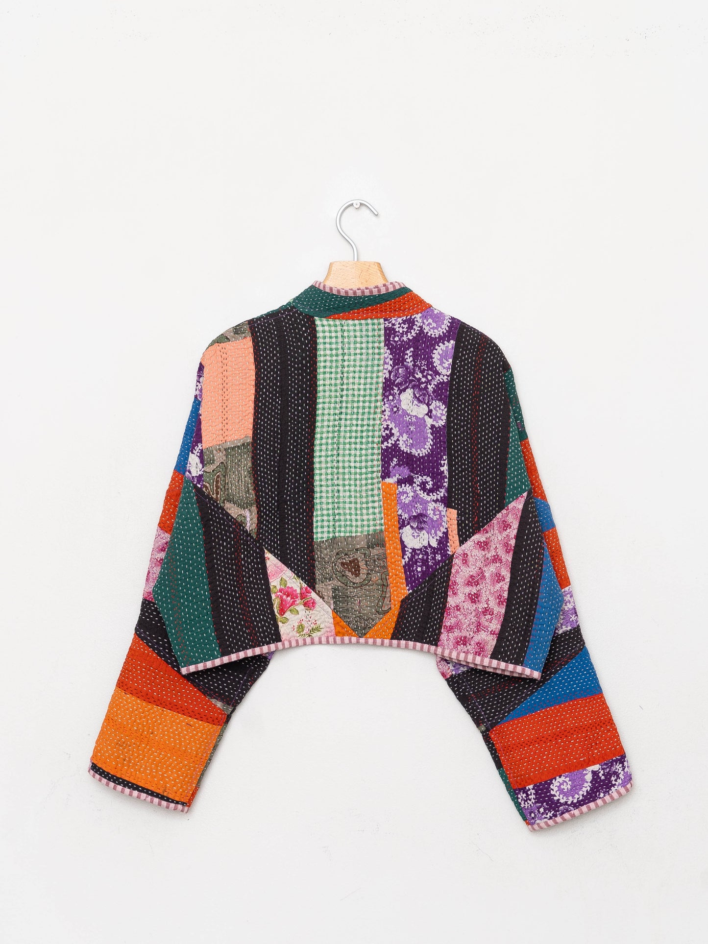The Kaira Cropped Quilted Patchwork Kantha Jacket