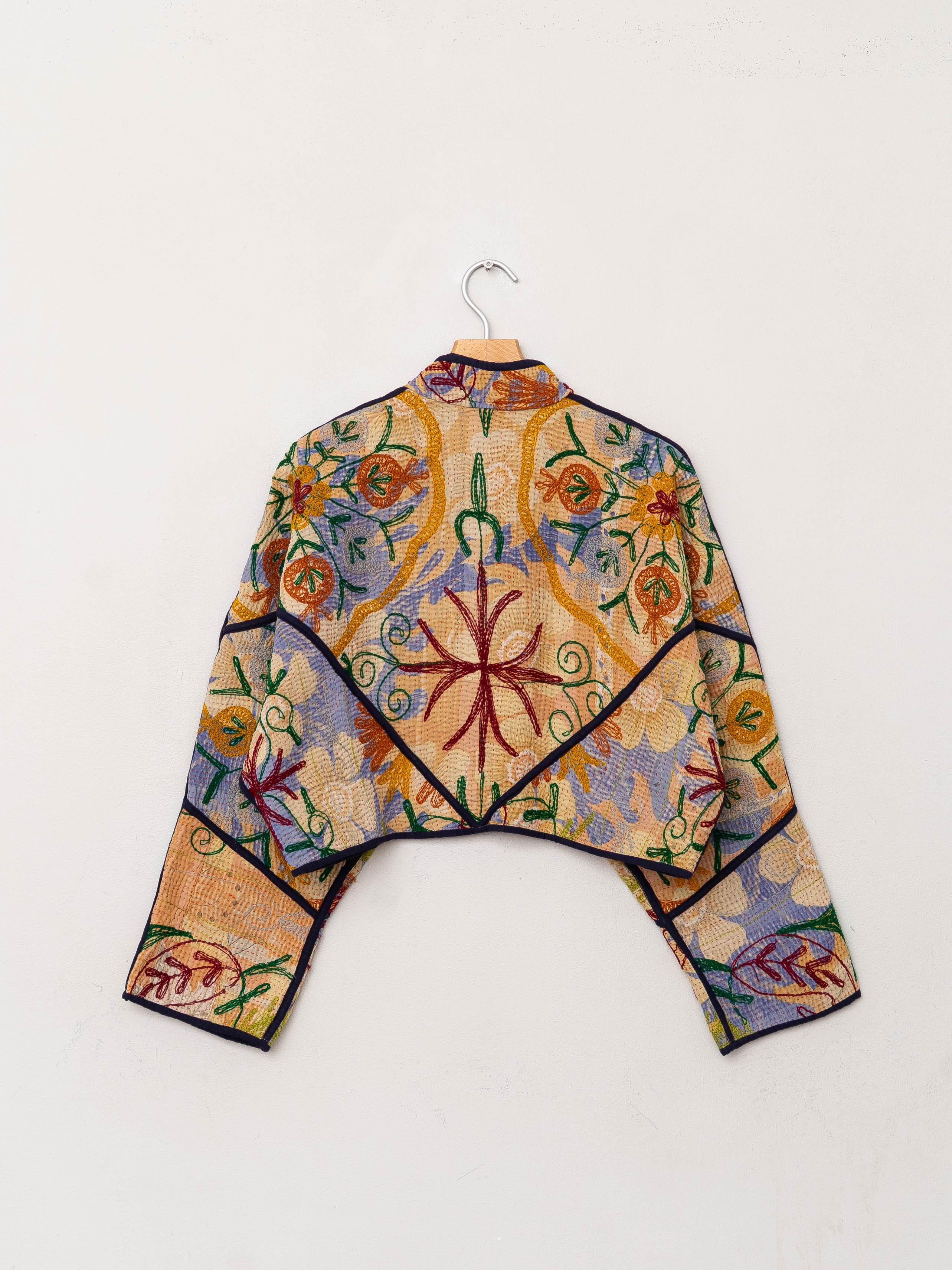 The Kaira Cropped Suzani Quilted Kantha Jacket
