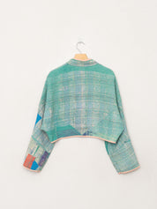 The Kaira Cropped Quilted Patchwork Kantha Jacket