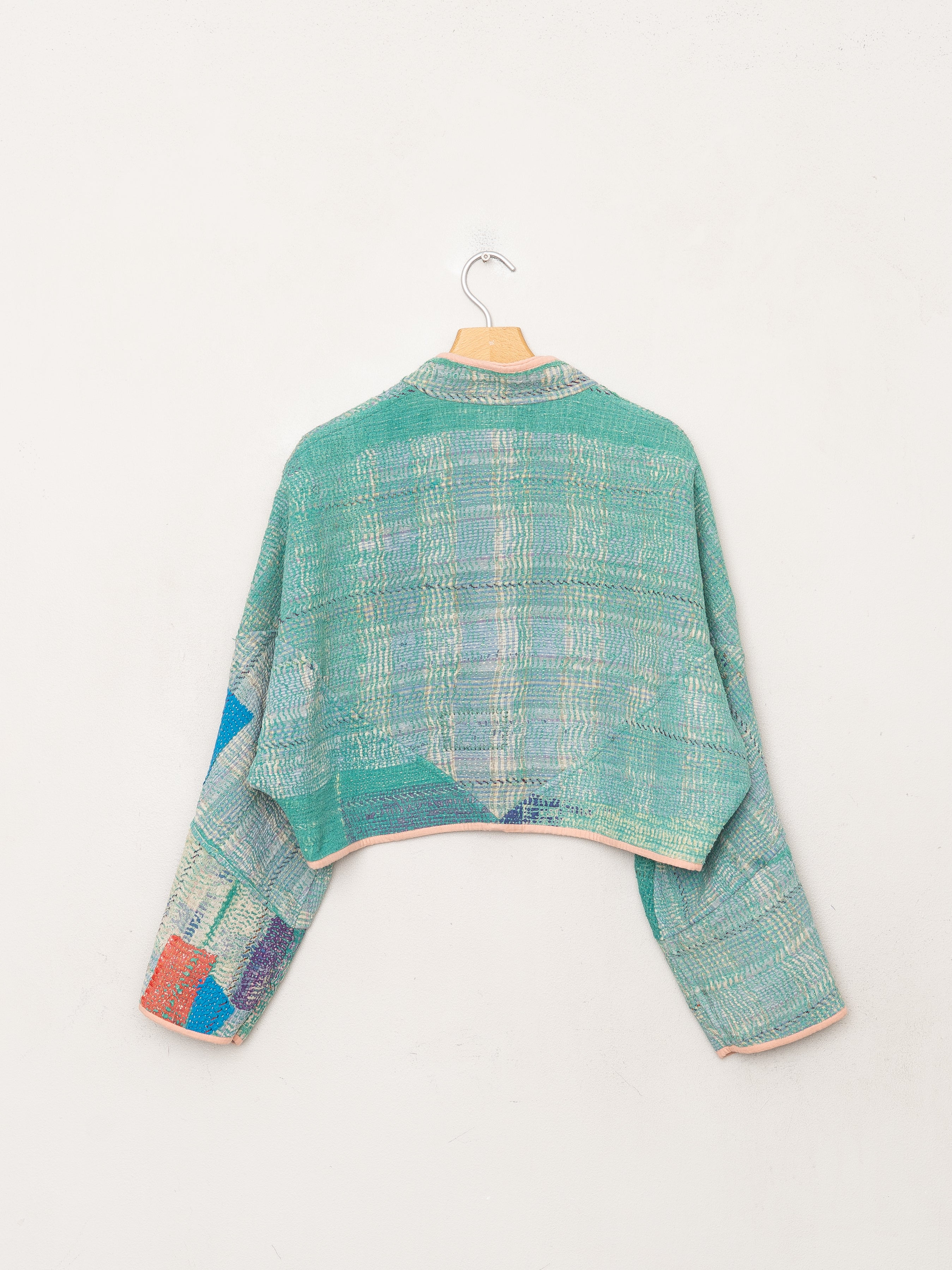 The Kaira Cropped Quilted Patchwork Kantha Jacket