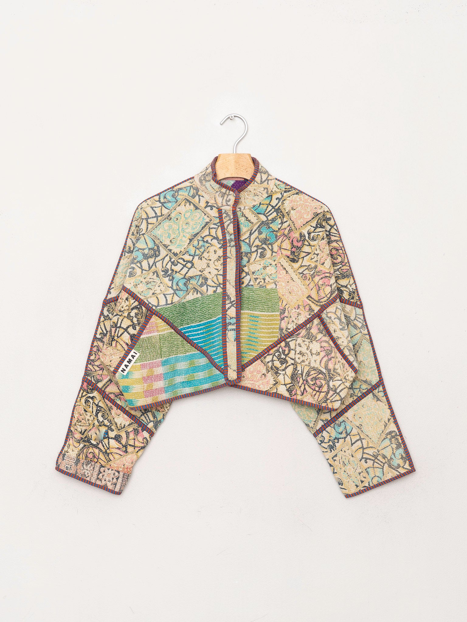 The Kaira Cropped Quilted Patchwork Kantha Jacket