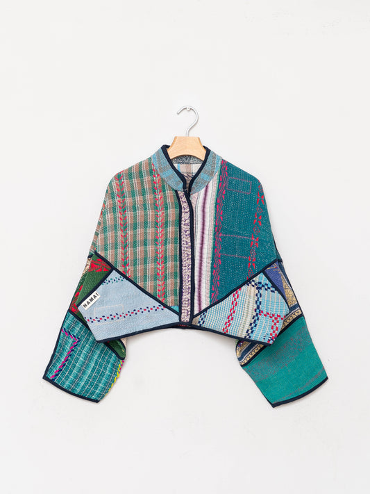 The Kaira Cropped Quilted Patchwork Kantha Jacket