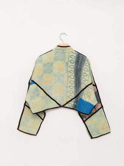 The Kaira Cropped Quilted Patchwork Kantha Jacket