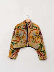 The Kaira Cropped Suzani Quilted Kantha Jacket