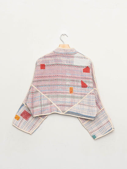 The Kaira Cropped Quilted Patchwork Kantha Jacket