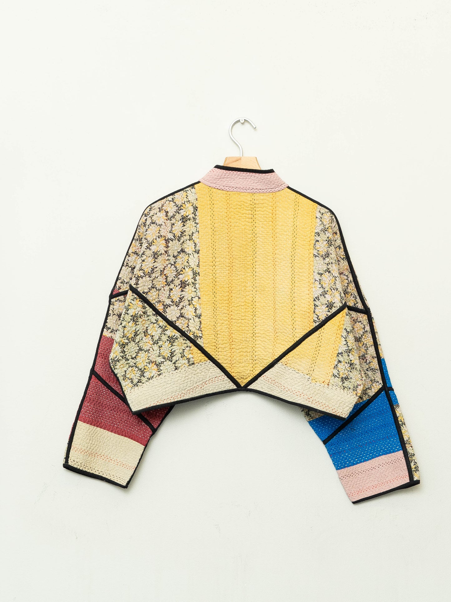 The Kaira Cropped Quilted Patchwork Kantha Jacket