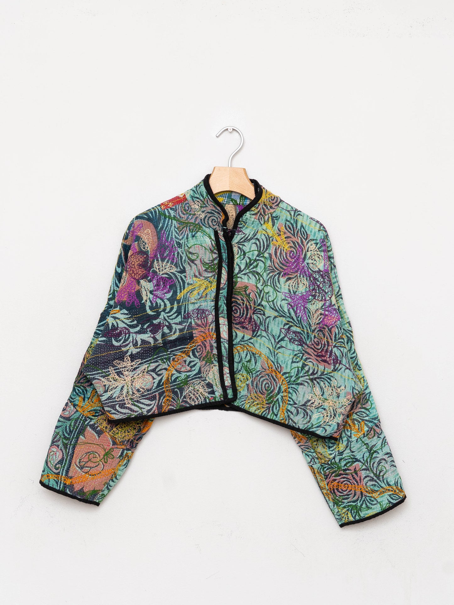 The Kaira Cropped Suzani Quilted Kantha Jacket