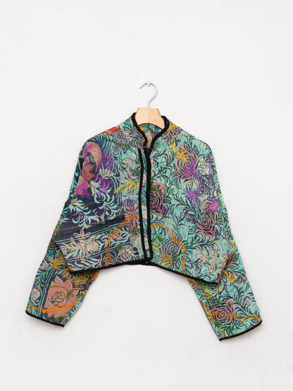 The Kaira Cropped Suzani Quilted Kantha Jacket