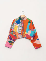 The Kaira Cropped Quilted Patchwork Kantha Jacket