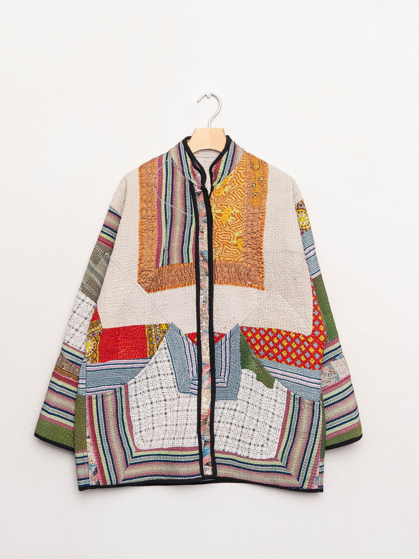 The Narmada Quilted Patchwork Kantha Jacket