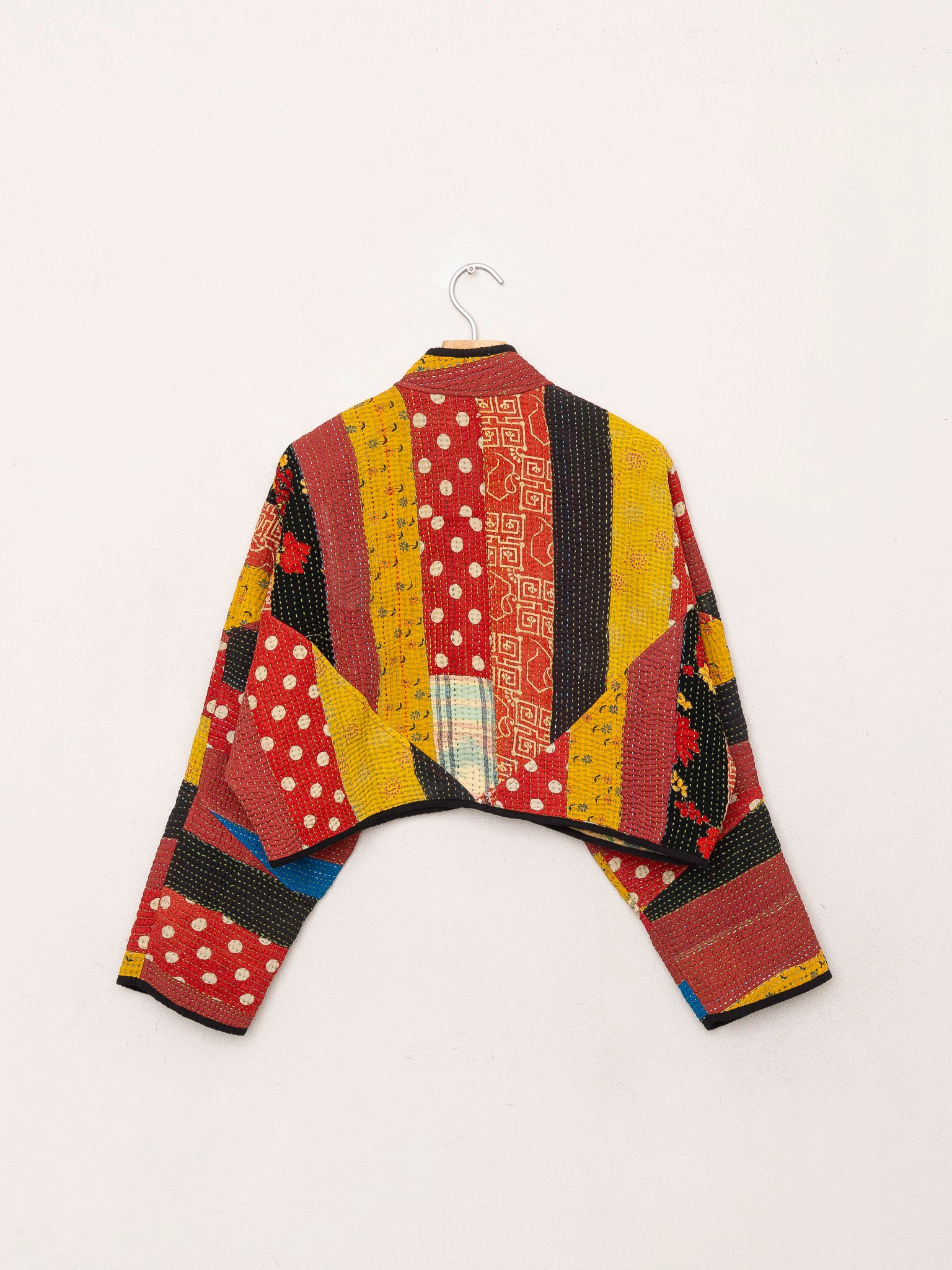 The Kaira Cropped Quilted Patchwork Kantha Jacket