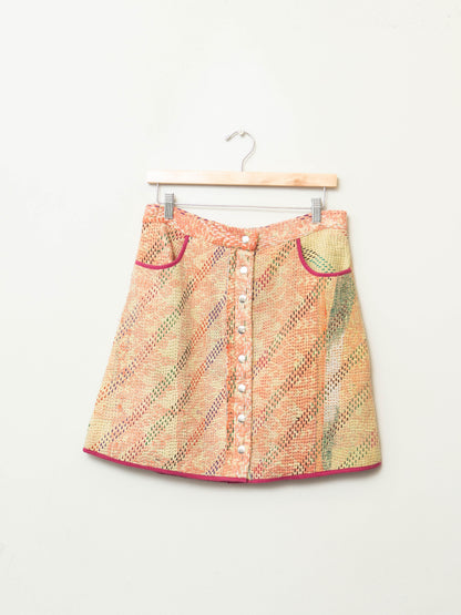 The Aditi Quilted Patchwork Kantha A-Line Skirt ~ Small