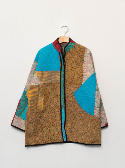 The Narmada Quilted Patchwork Kantha Jacket