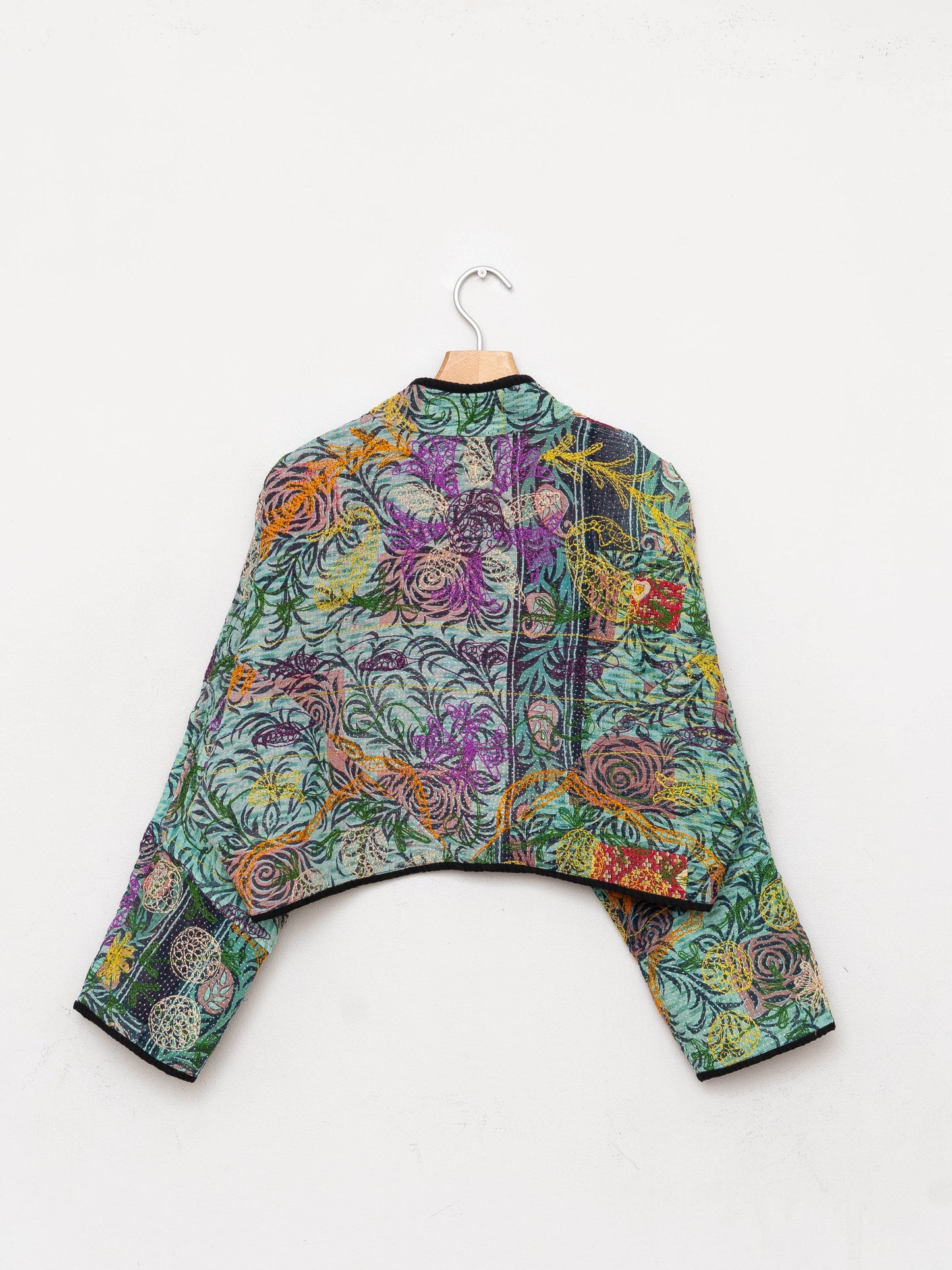 The Kaira Cropped Suzani Quilted Kantha Jacket