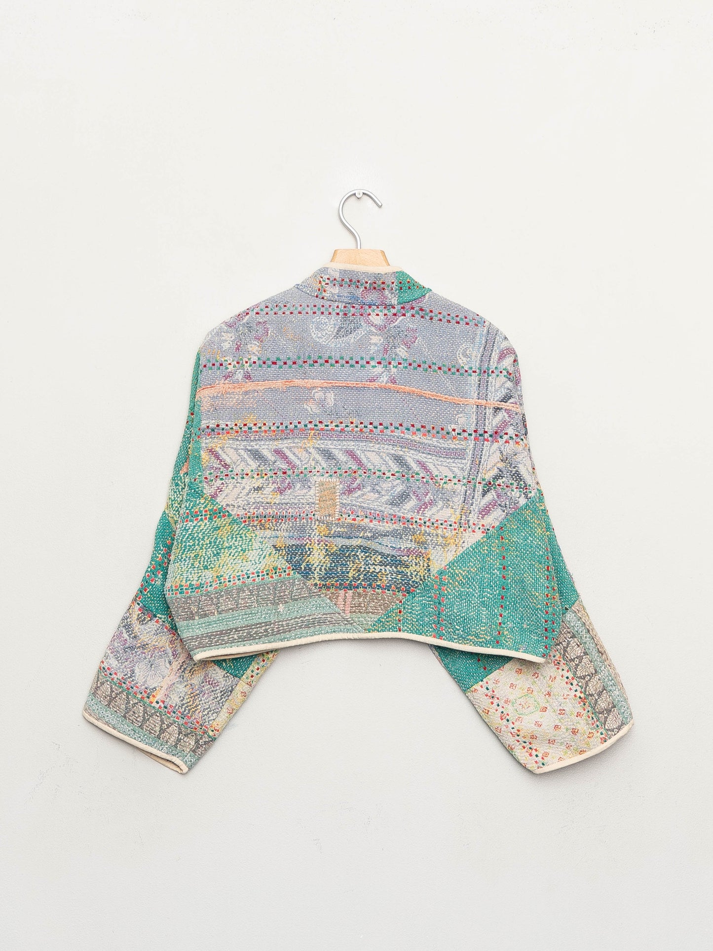 The Kaira Cropped Quilted Patchwork Kantha Jacket