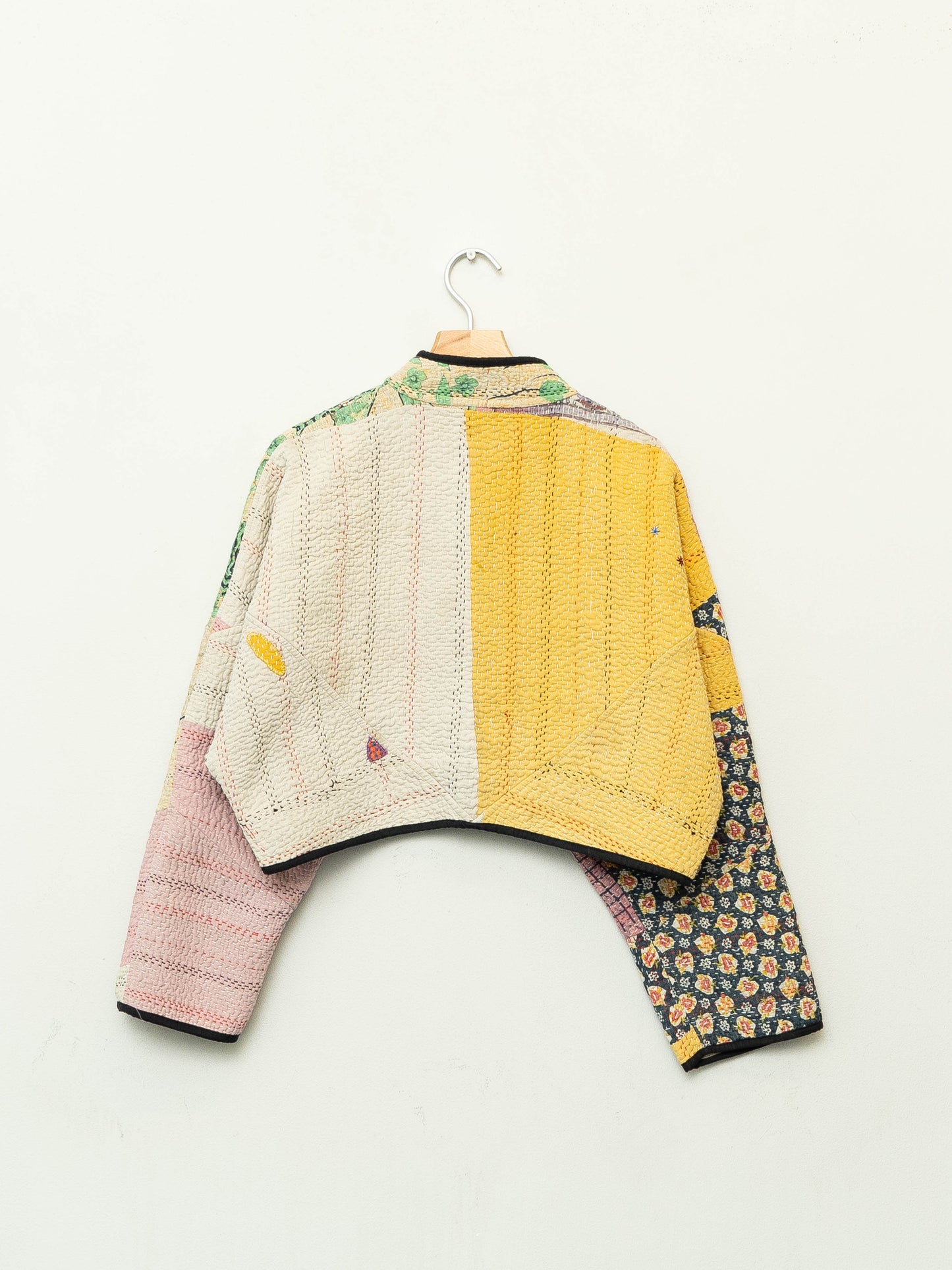 The Kaira Cropped Quilted Patchwork Kantha Jacket