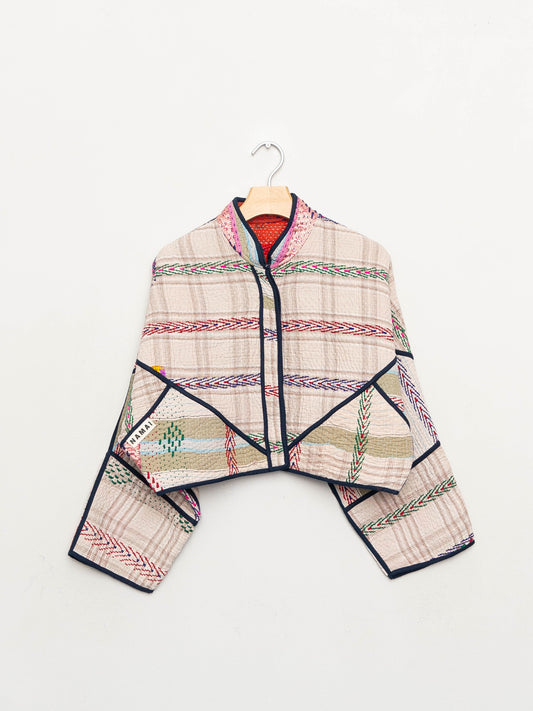 The Kaira Cropped Quilted Patchwork Kantha Jacket