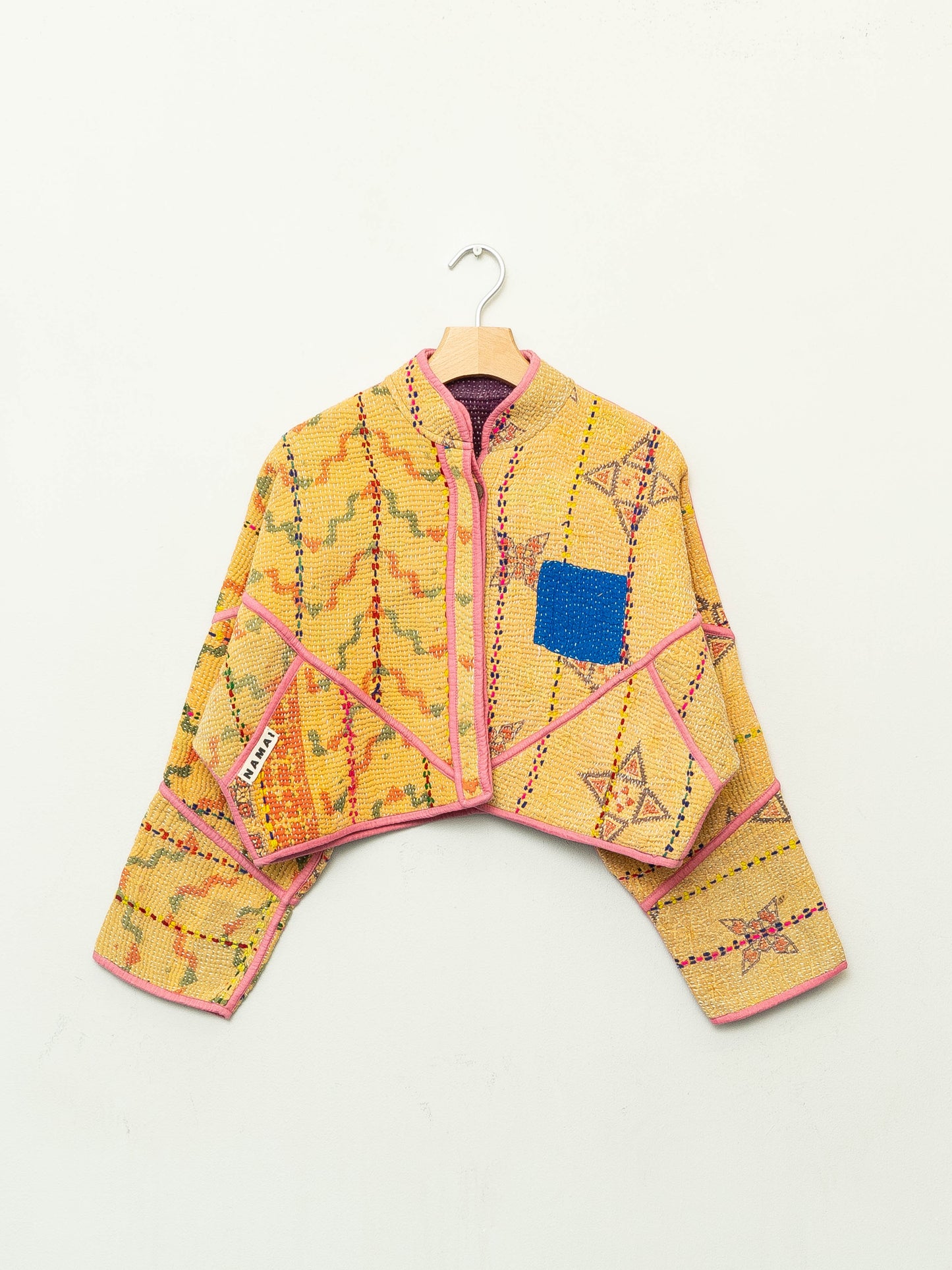 The Kaira Cropped Quilted Patchwork Kantha Jacket